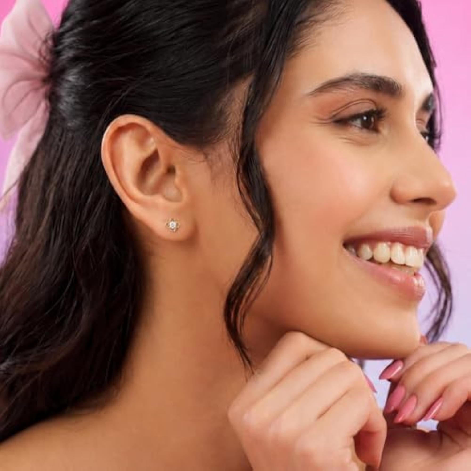 925 Silver Plated Floral Stud Earrings, Daily Wear